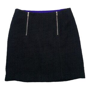 LOFT black tweed shift skirt zipper detail size 4P